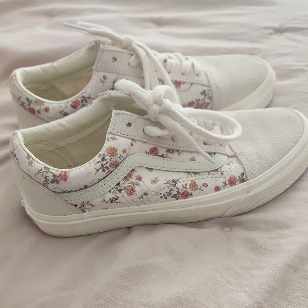 Floral Canvas Sneakers. vans. Only Wore Once!!